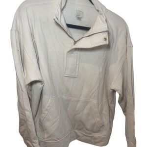 A New Day Women's Quarter Zip Sweatshirt Beige Size L Casual Fleece
